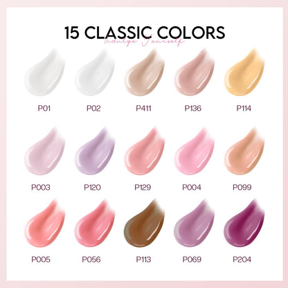 Selection of 15 vibrant poly gel colors for nail art