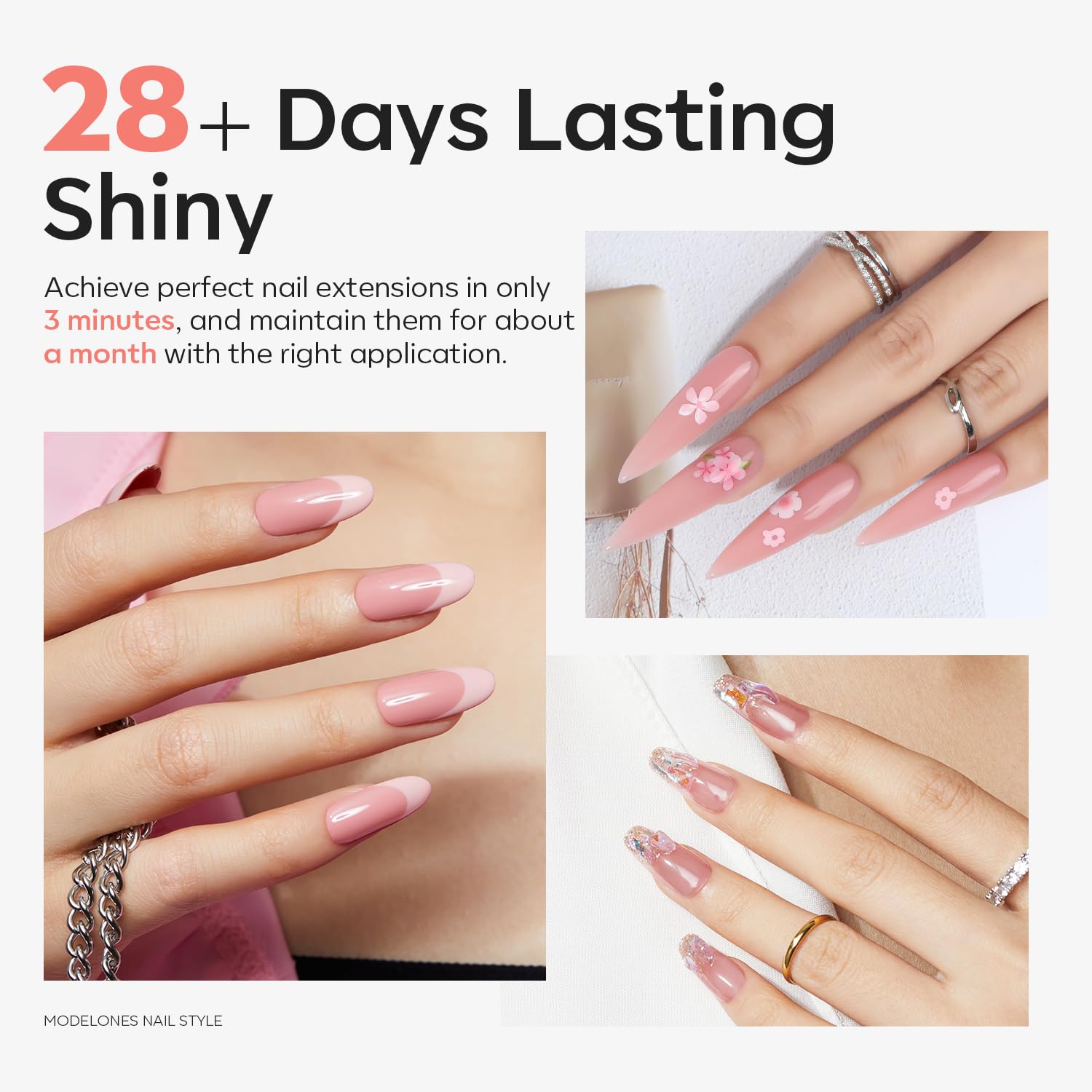 Application of Modelones poly nail gel using dual forms