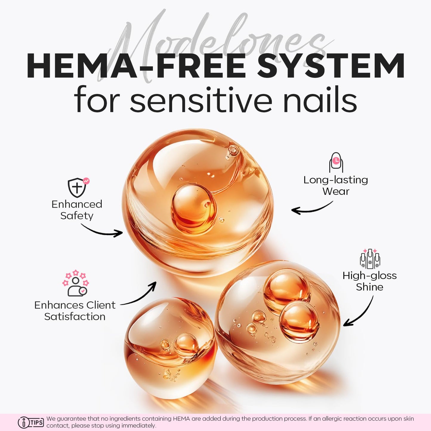 Step by step application of Modelones poly nail gel with tools.