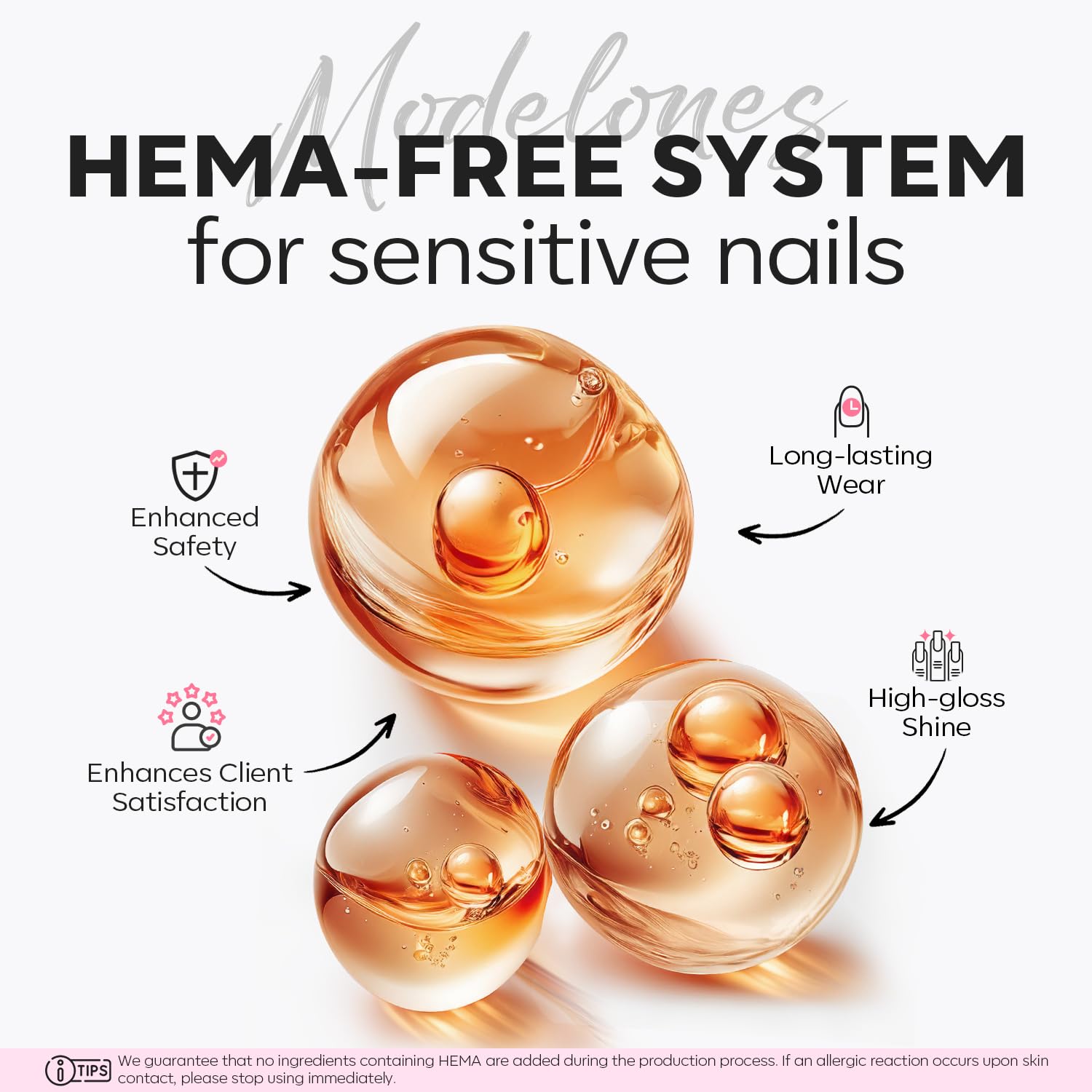 Step by step application of Modelones poly nail gel with tools.