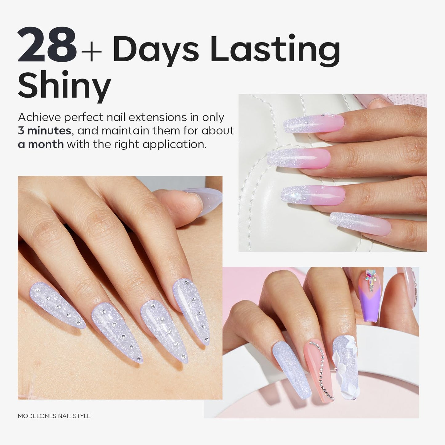 Modelones Hema-free poly extension gel application