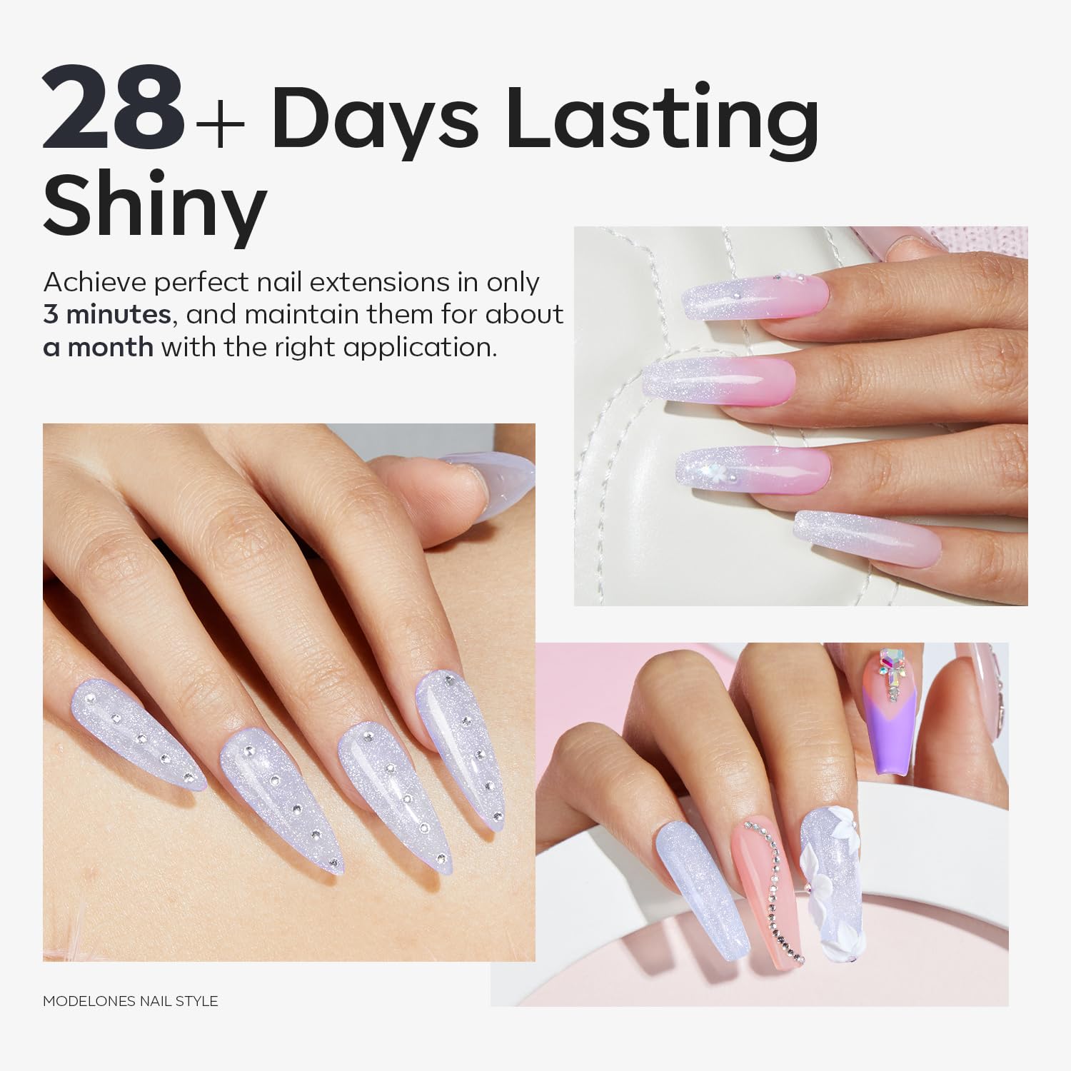 Modelones Hema-free poly extension gel application