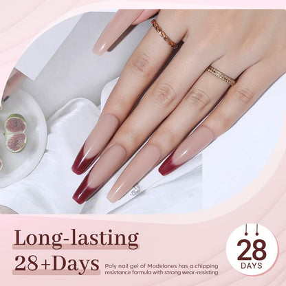 Instructional setup of Modelones poly nail gel application