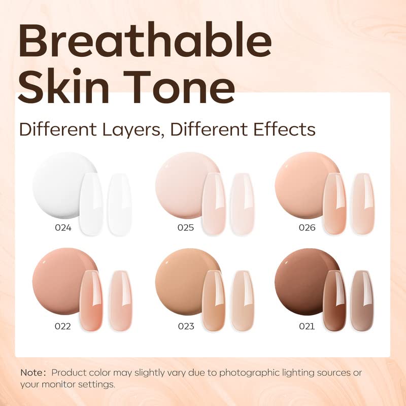 Modelones nude brown hard gel applied to manicured nails