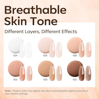 Modelones nude brown hard gel applied to manicured nails