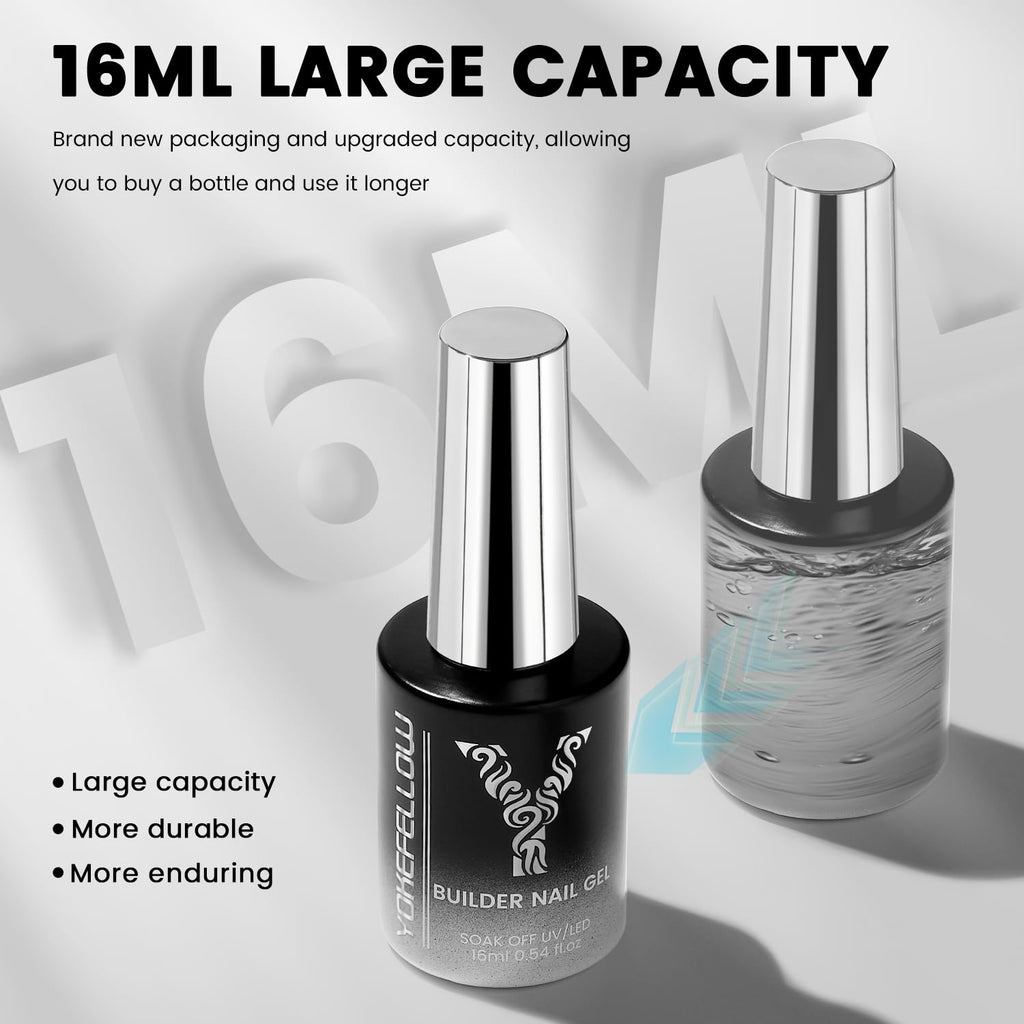 Packaging and bottle layout of Yoke Fellow 16ml clear building gel
