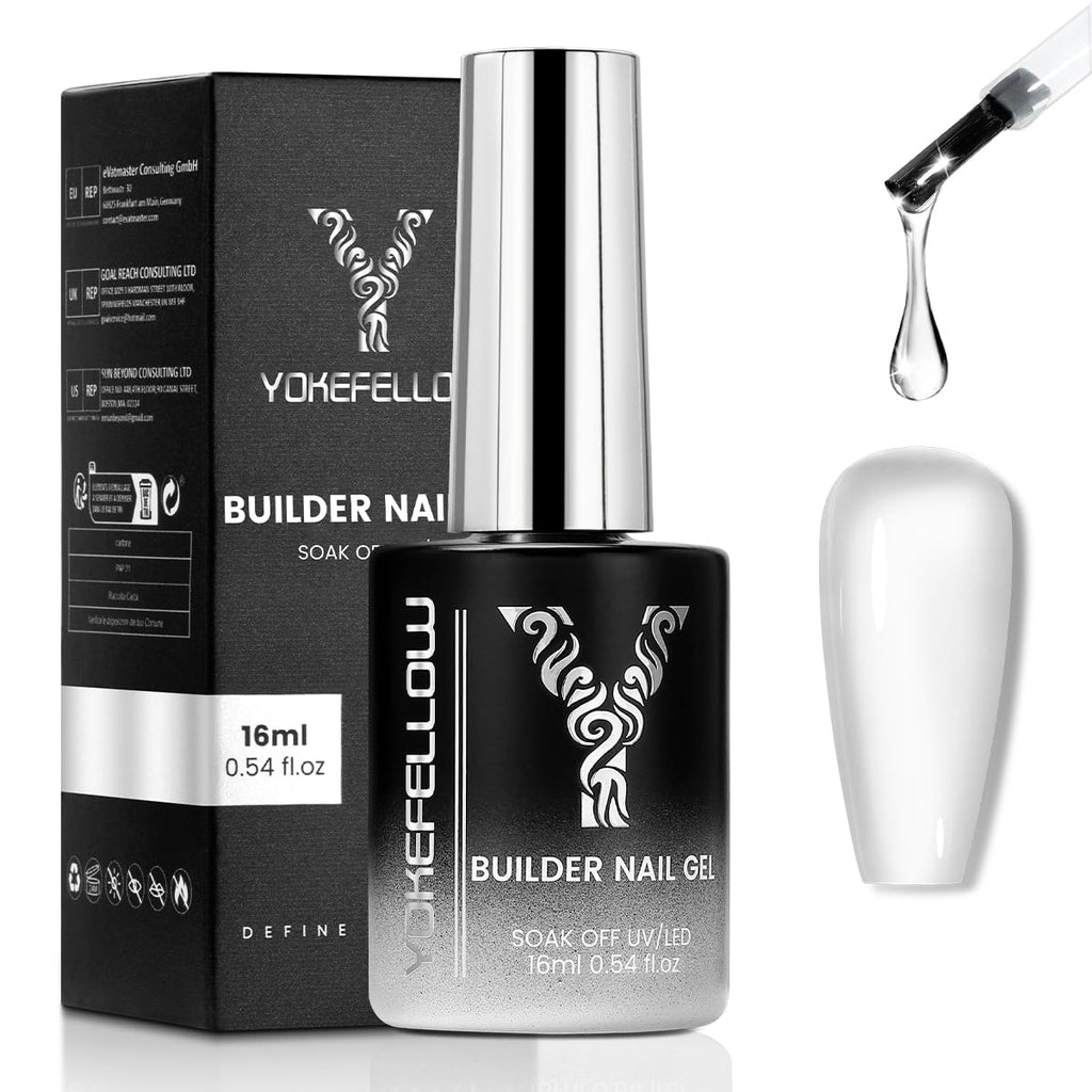 Finished manicure showcasing long-lasting strength from Yoke Fellow gel