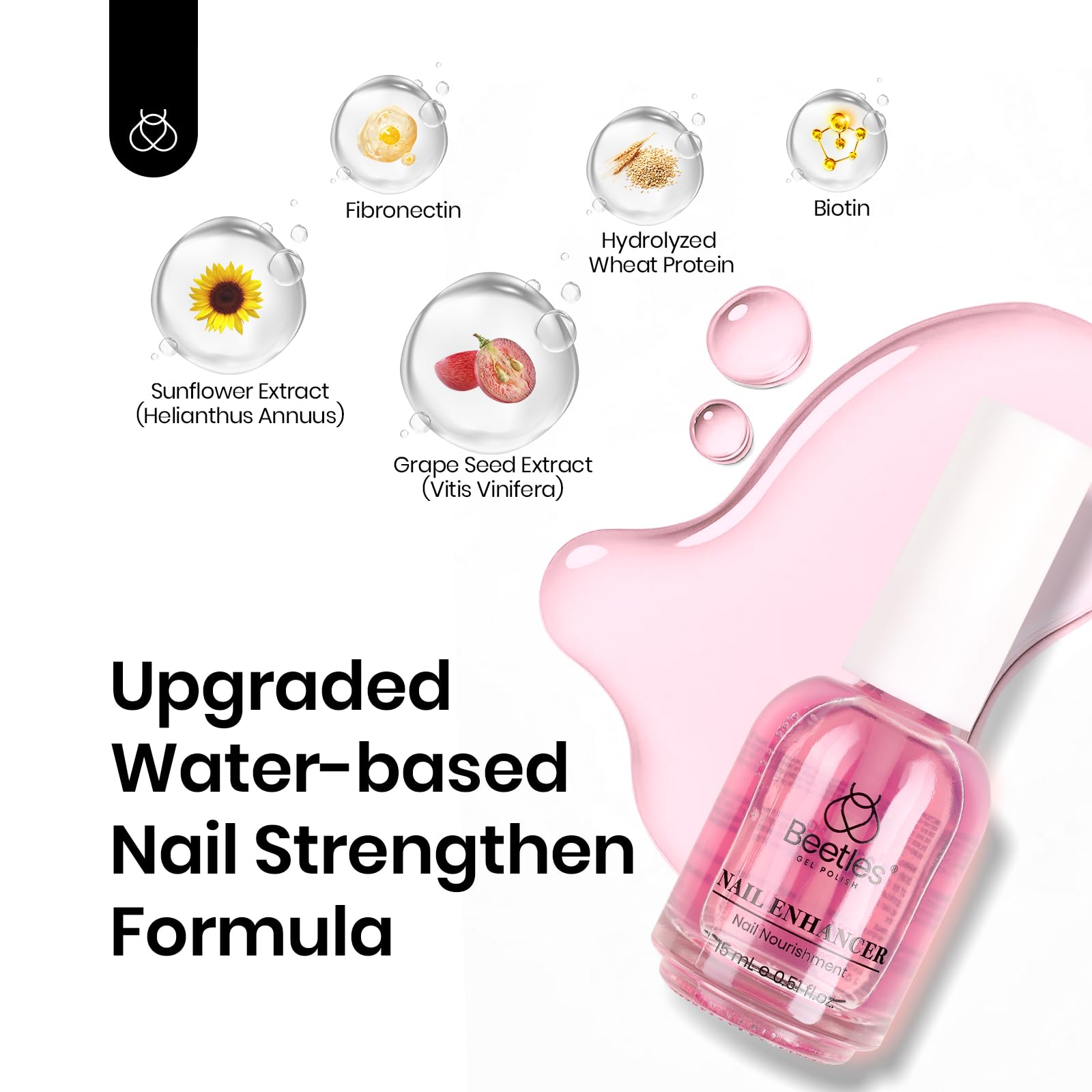 Beetles nail strengthener pink polish swatch on natural nails