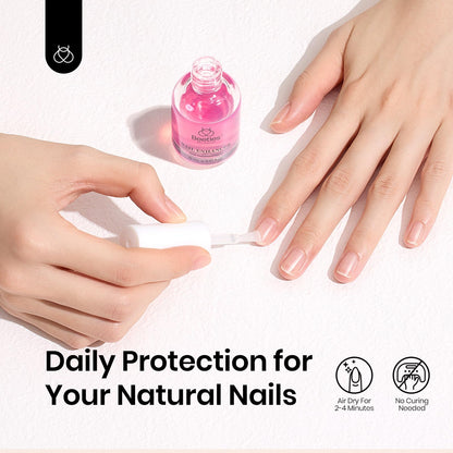 Close up of Beetles 15ml nail strengthener bottle label