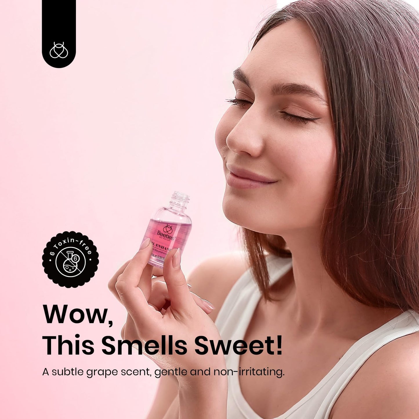 Beetles nail care bottle with glossy pink finish effect