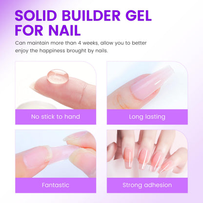 Solid pink builder gel texture for nail extensions