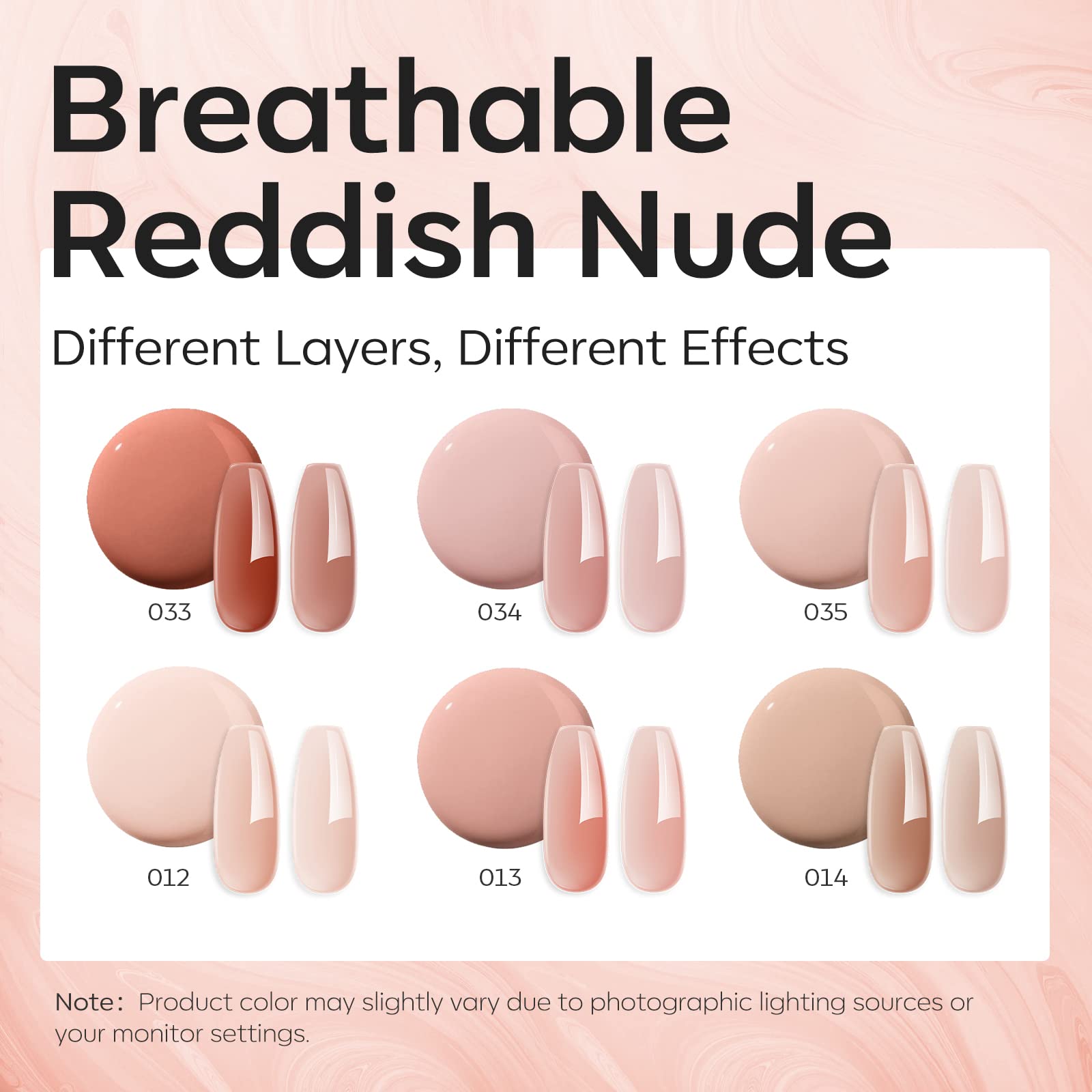 Modelones gel builder set showing 6 neutral nude bottle shades
