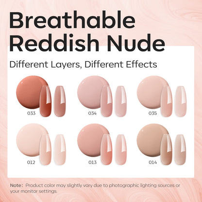 Modelones gel builder set showing 6 neutral nude bottle shades