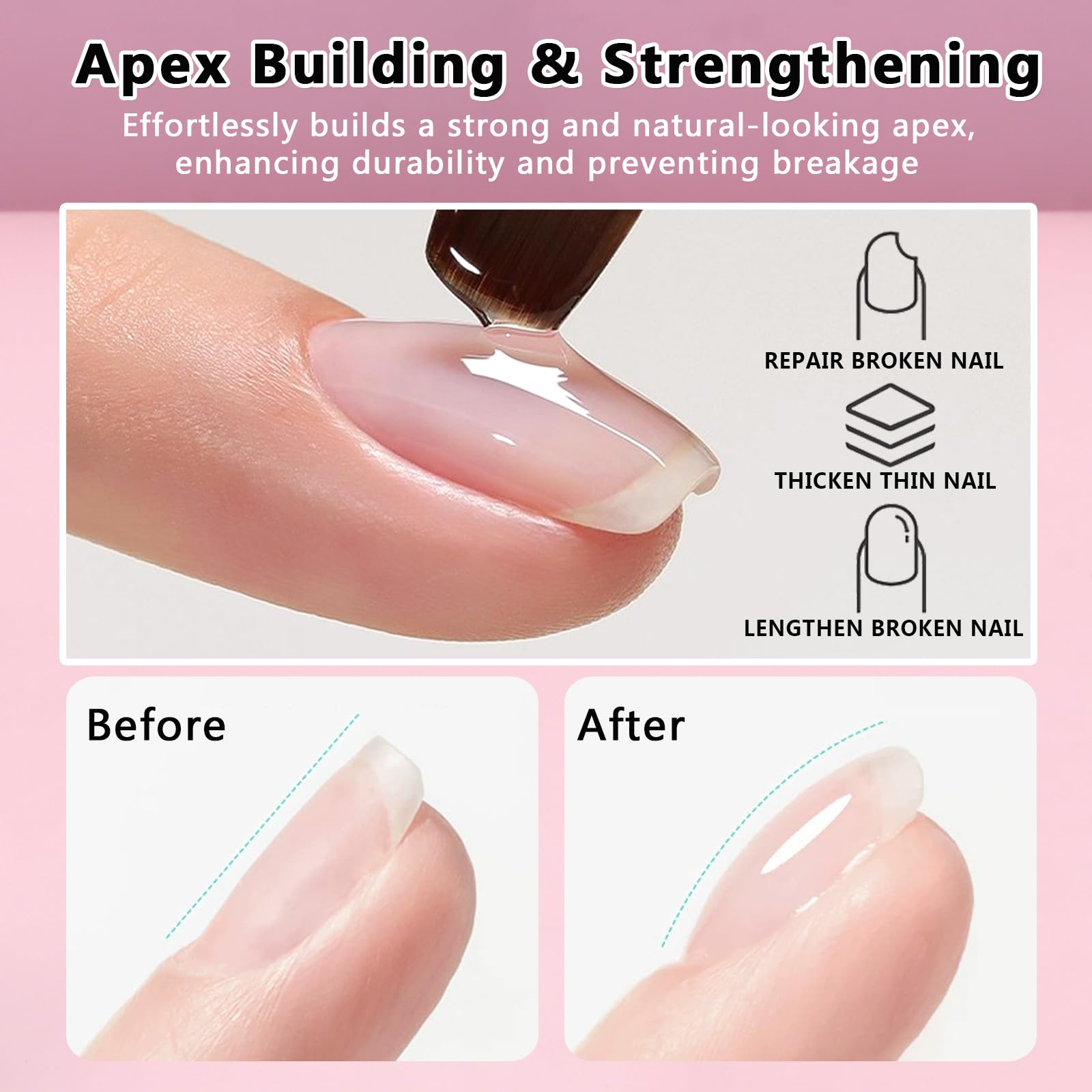 Close up of builder gel texture on professional nail forms