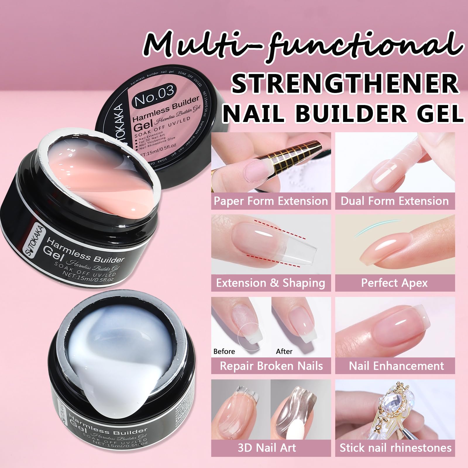 Step-by-step DIY nail extension demonstration using builder gel