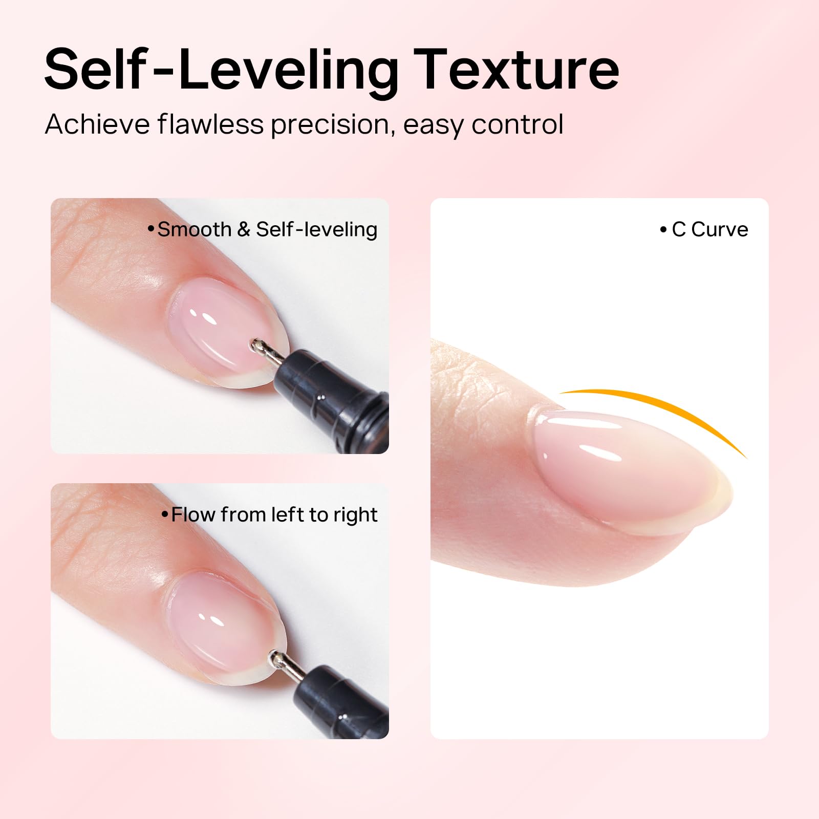Close up of clear hard builder gel consistency