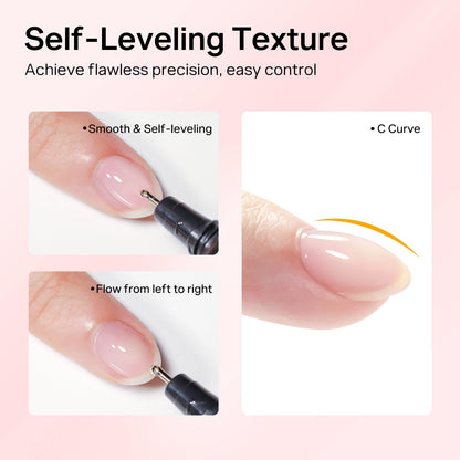 Close up of clear hard builder gel consistency