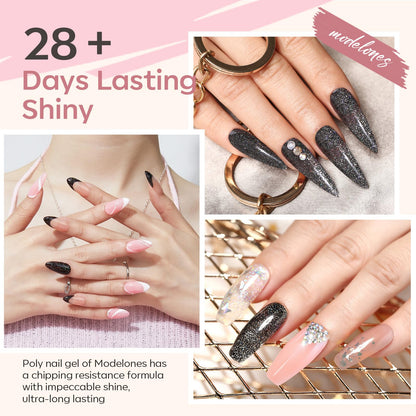 Six various shades of Modelones poly nail gel