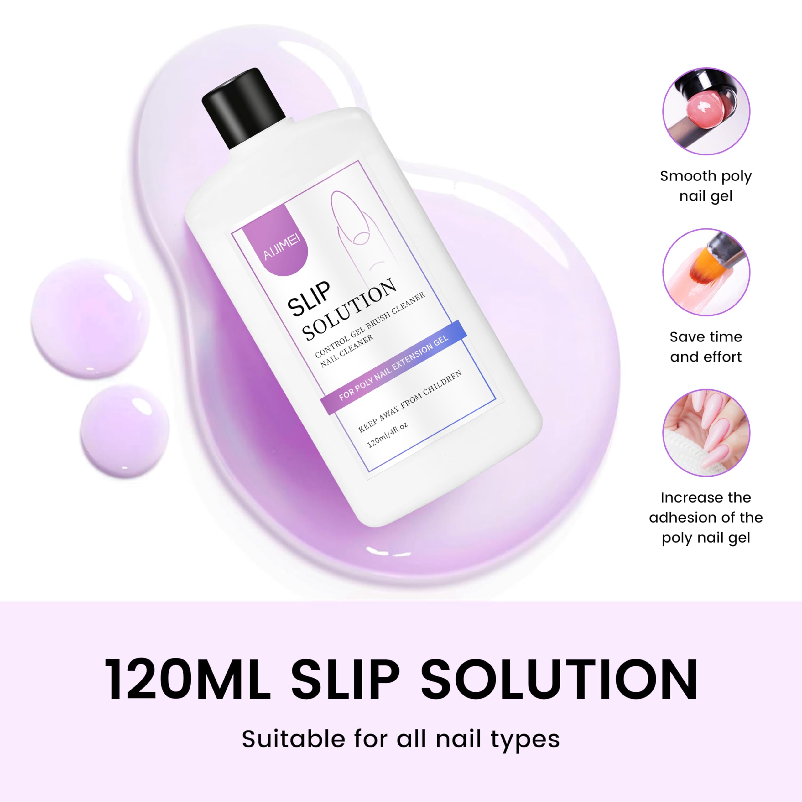 Aijimei slip solution bottle next to a gel brush