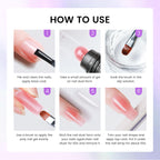Complete poly gel nail extension kit setup featuring the Aijimei slip solution.