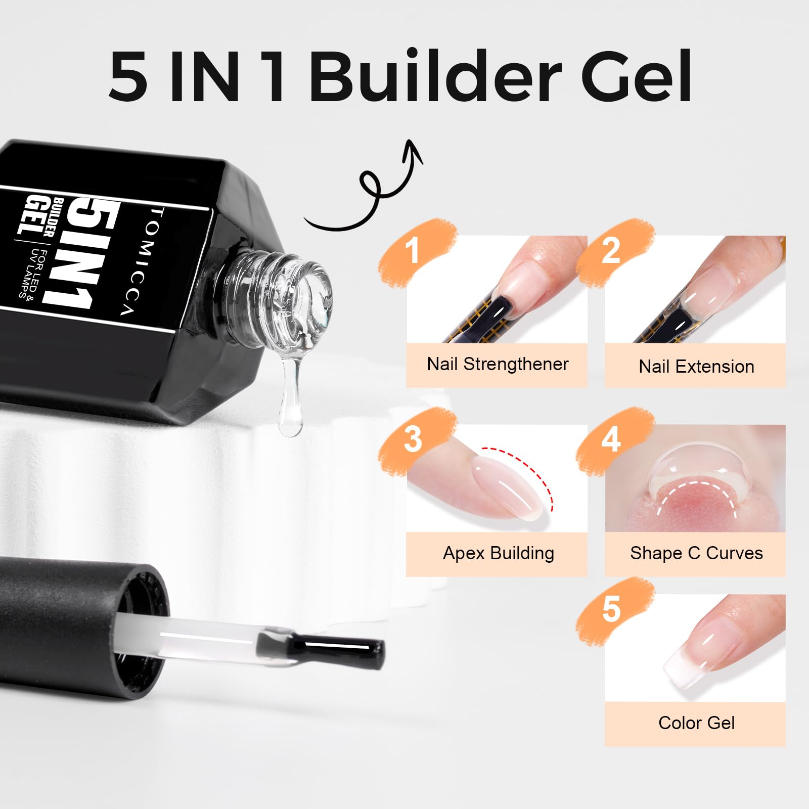 Natural nails strengthened with Tomicca clear gel