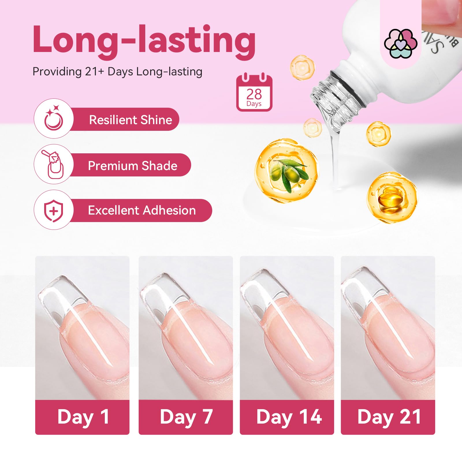Saviland nail strengthener bottle showing vitamin E label