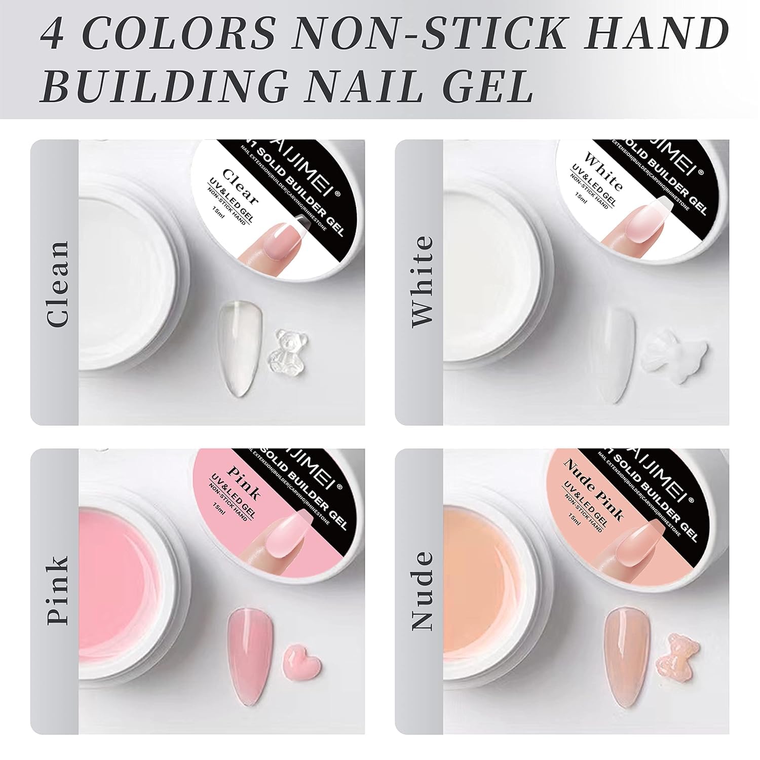 Close up of Aijimei solid nail sculpture building gel pots