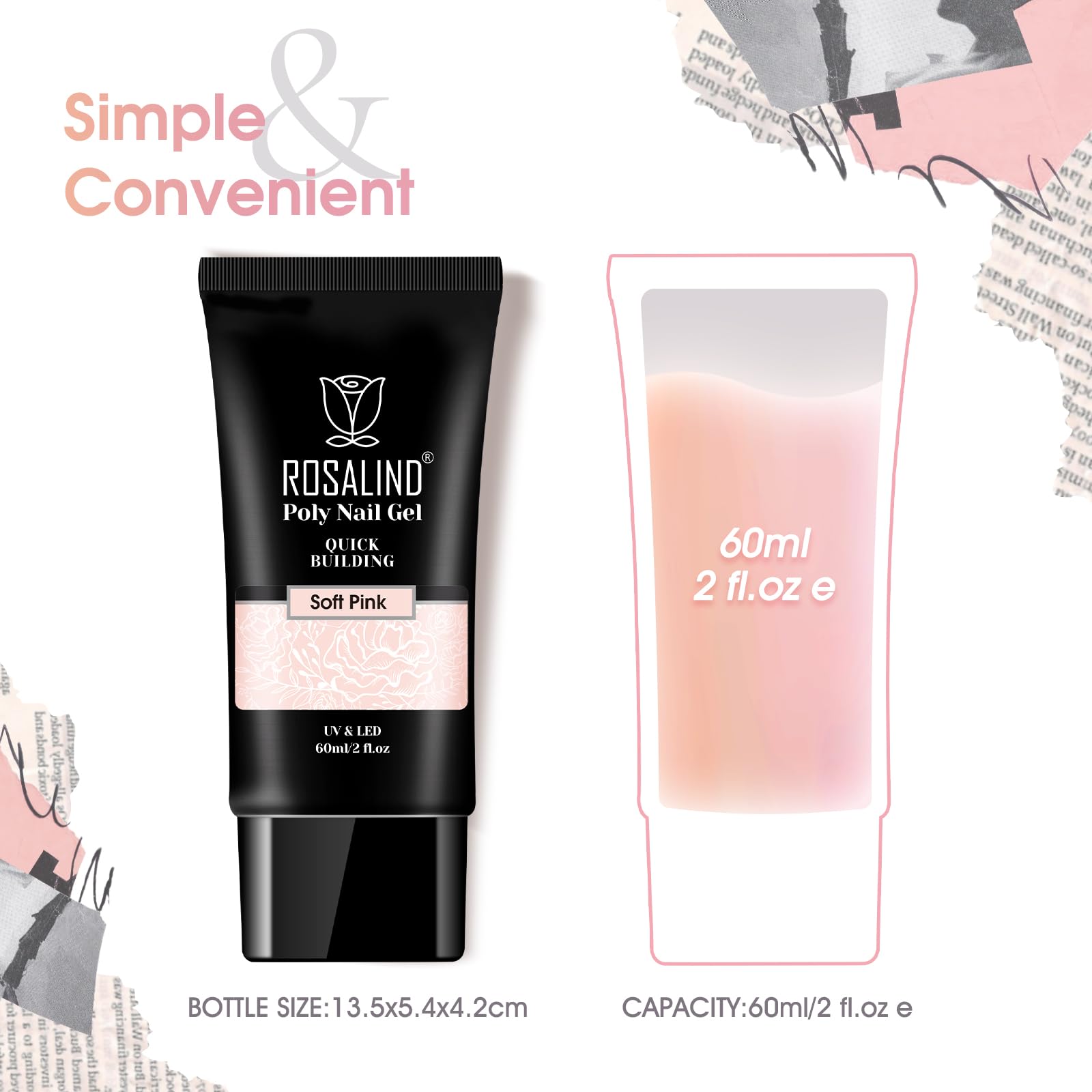 Rosalind poly nail gel 60 milliliter tube packaging