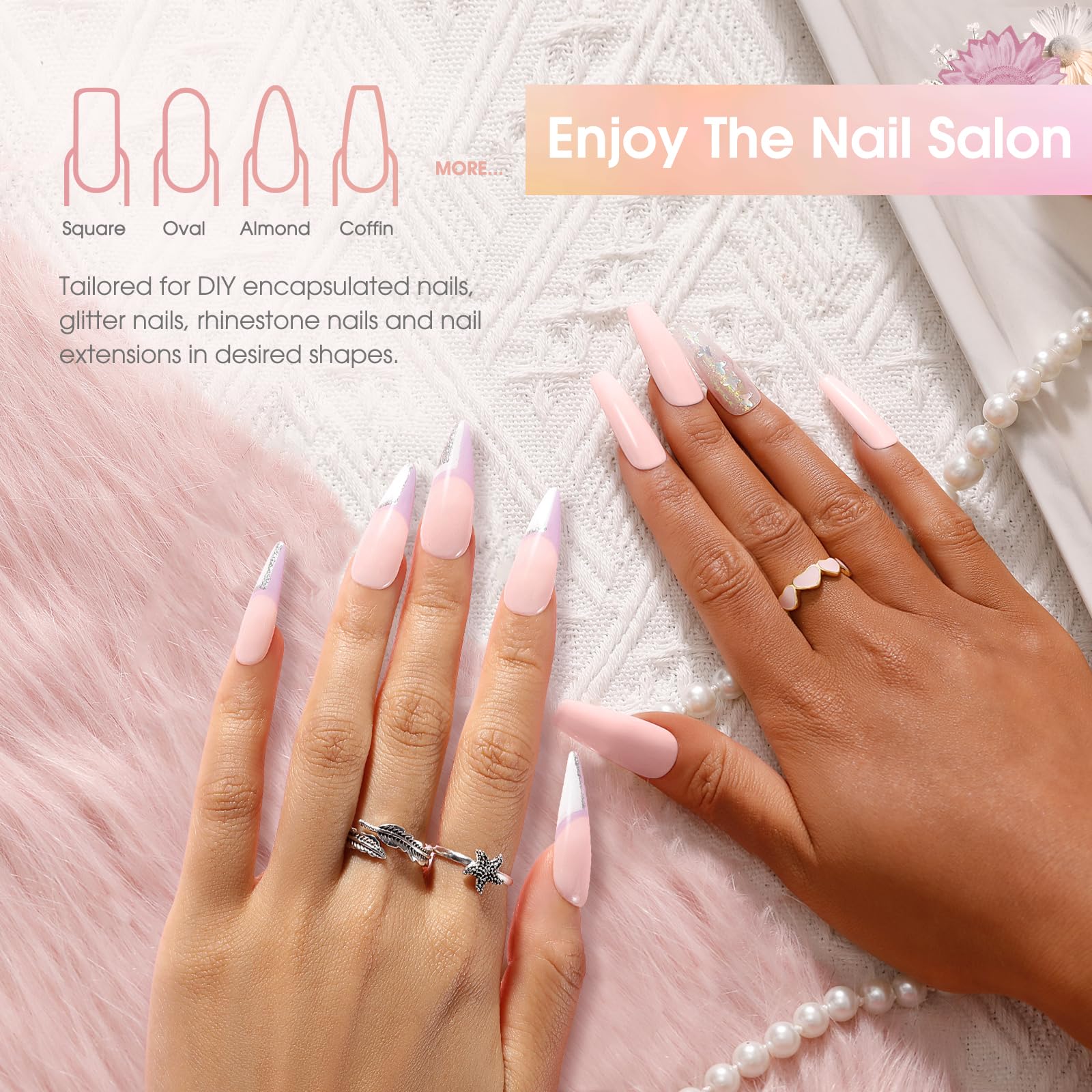 Durable pink poly gel for nail extensions and art