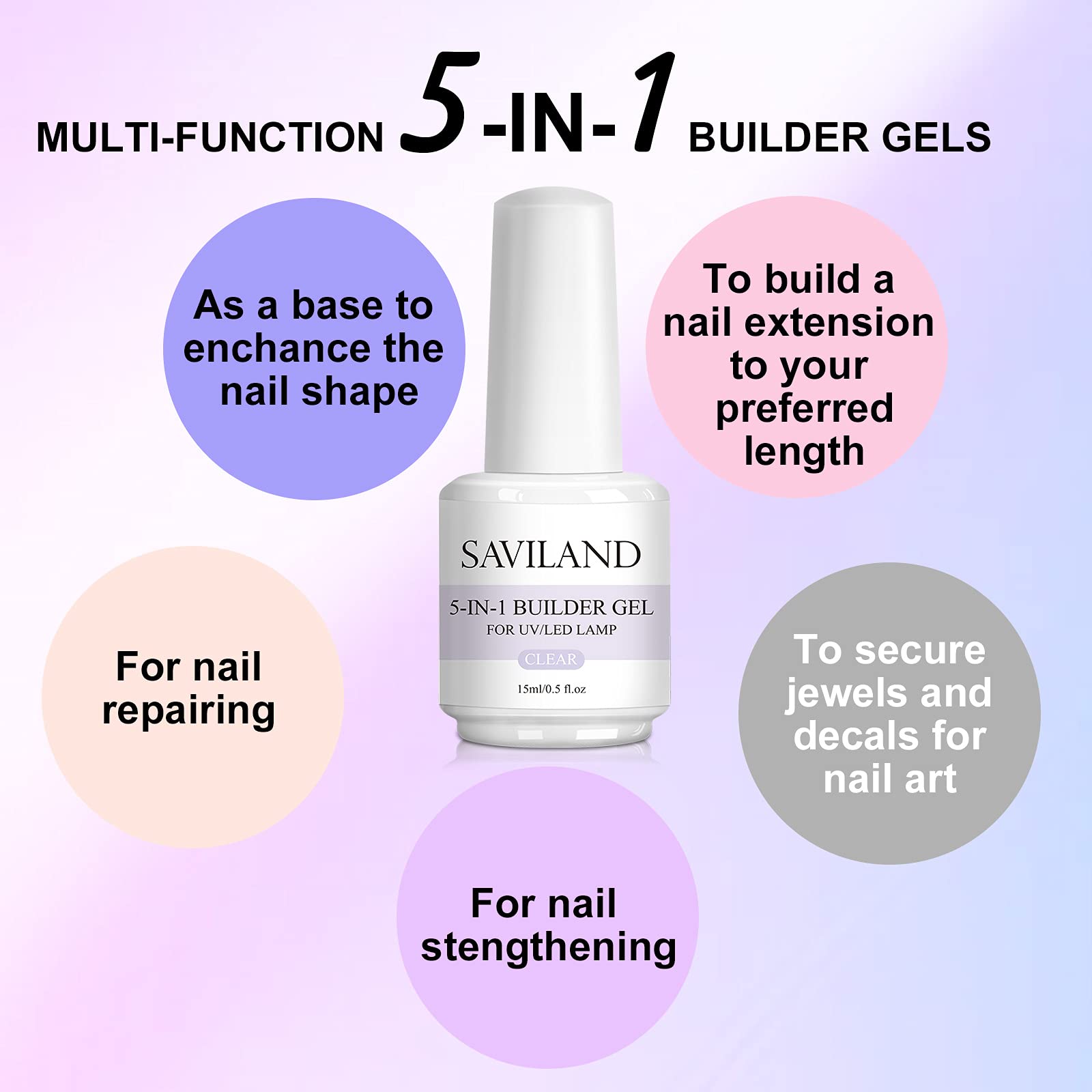 Saviland builder nail gel application on natural nails