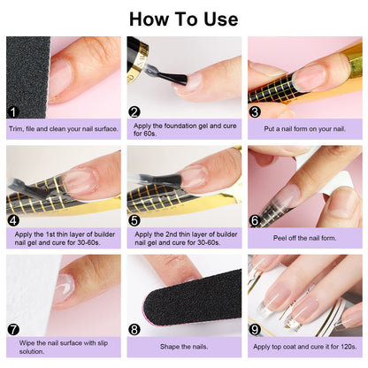 Nail art decoration using Saviland 5-in-1 builder gel adhesive