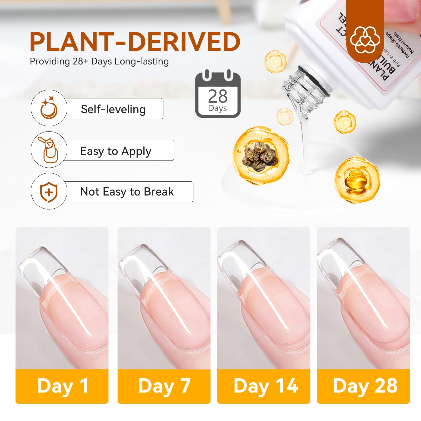 Manicure showing nail extension using Saviland builder gel