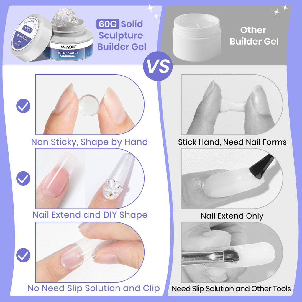 Solid builder gel showing non-sticky texture
