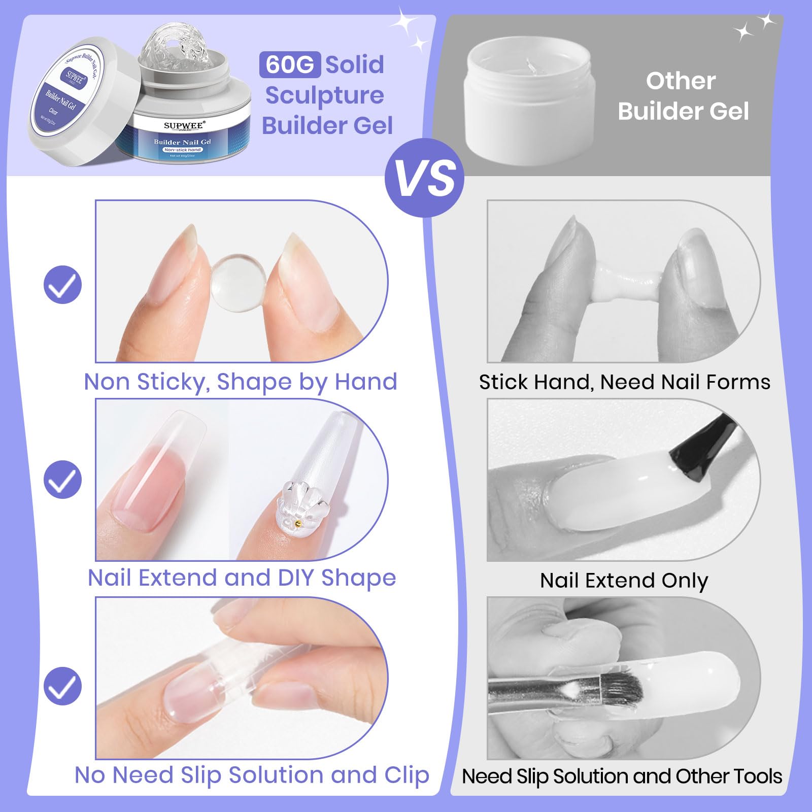 Nail art created using Supwee clear builder gel
