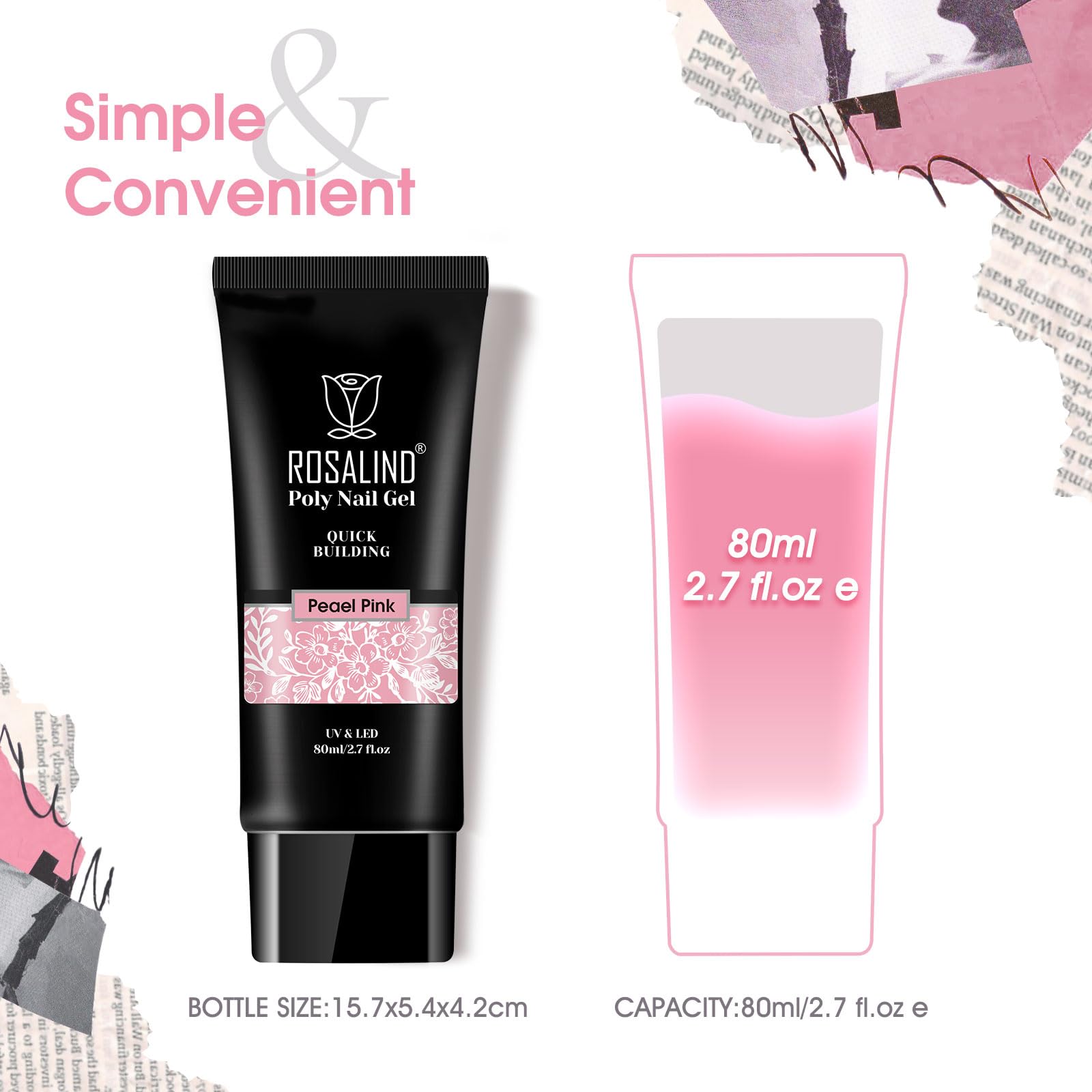 Rosalind 80ml Pearl Pink poly nail gel texture swatch