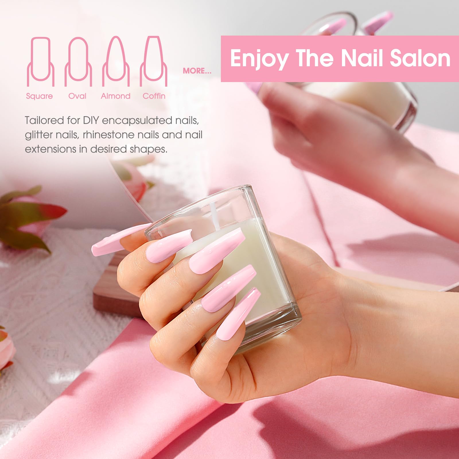 Professional nail art created with Rosalind poly extension gel