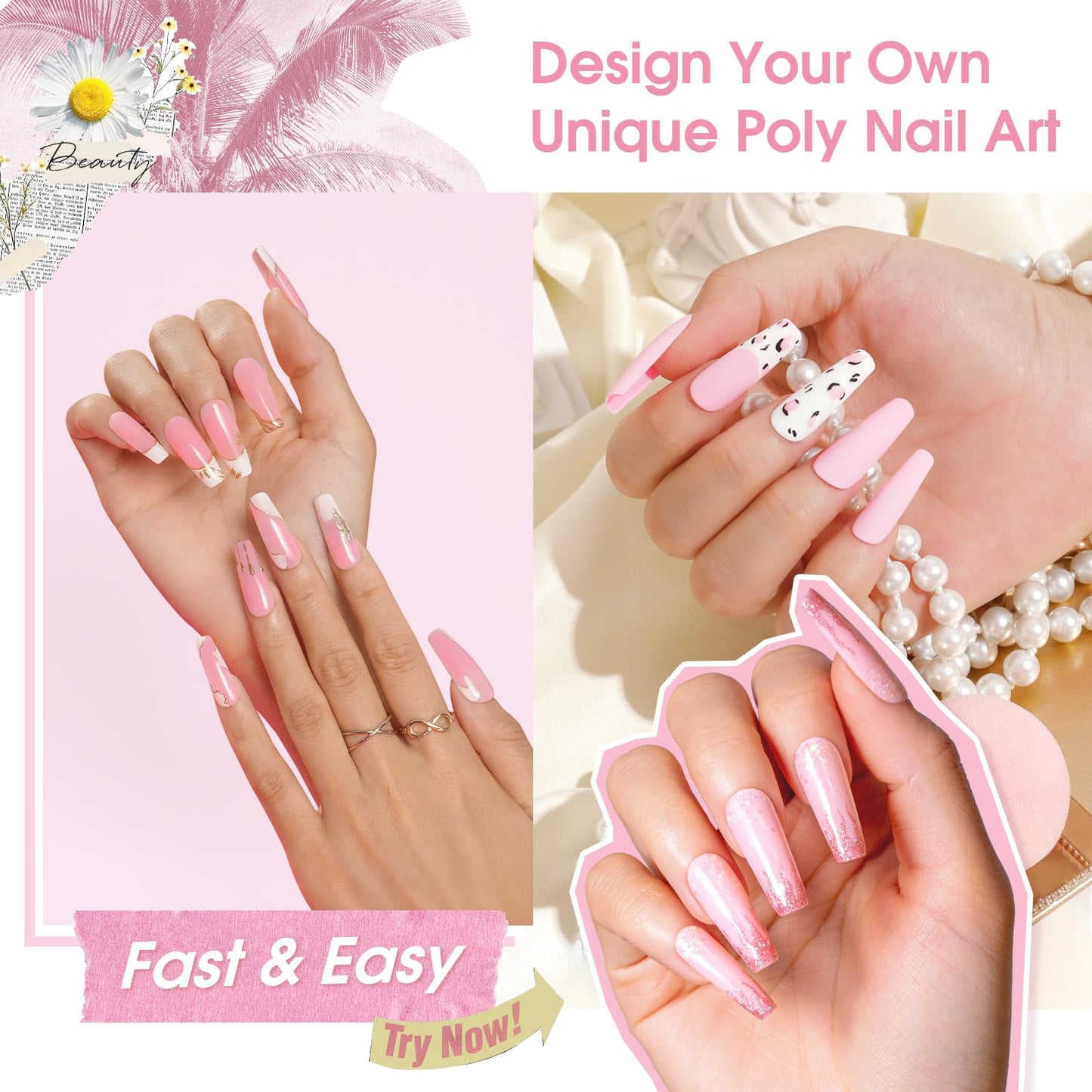 Comparison of natural nails and Rosalind poly gel extension