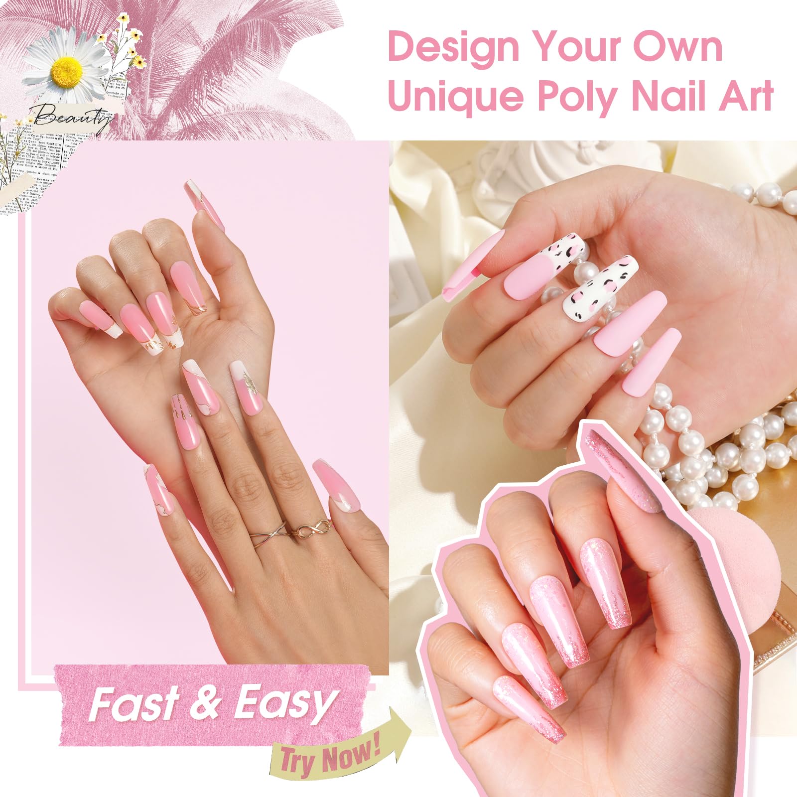 Comparison of natural nails and Rosalind poly gel extension