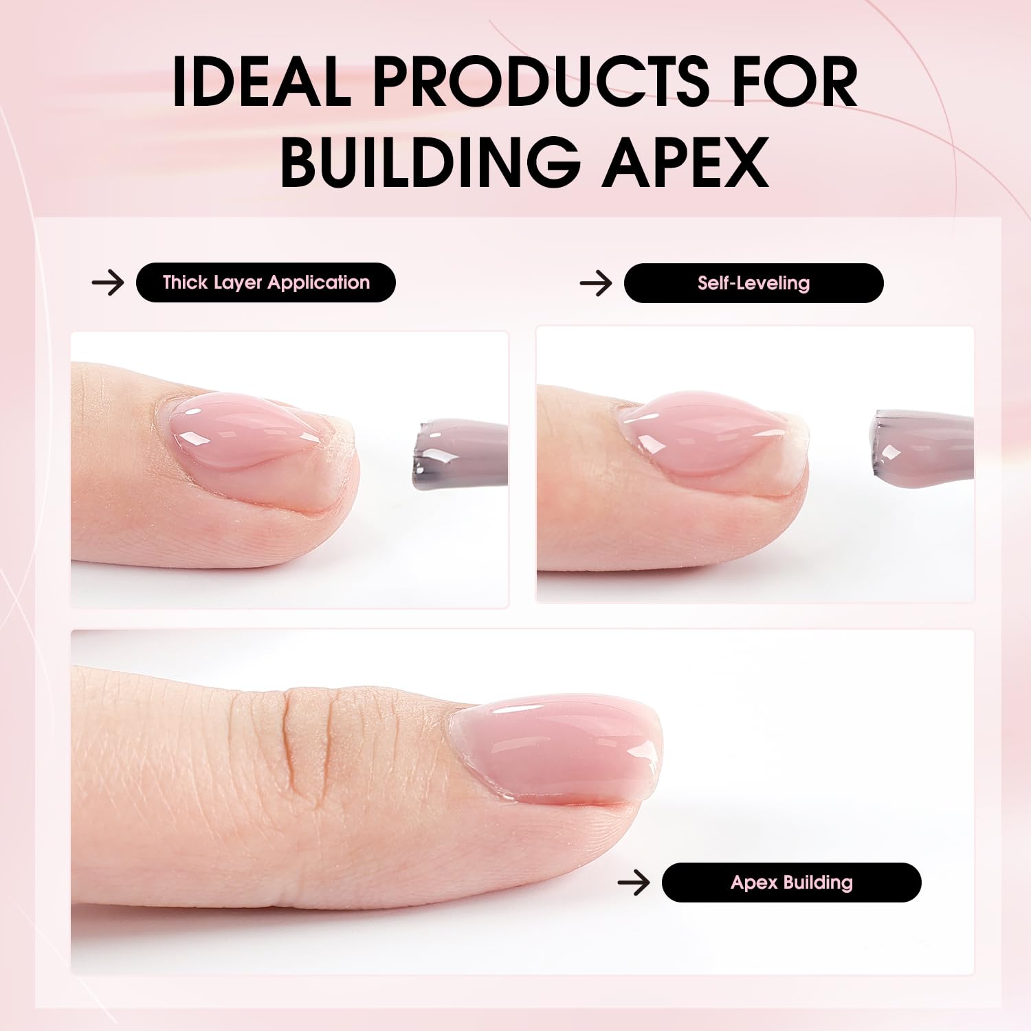 Hand model displaying smooth rubber base gel application