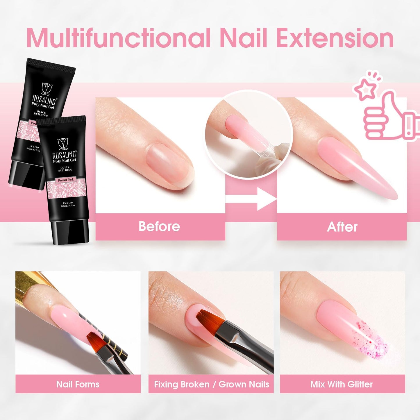 Close up of pearl pink finish on manicured nails