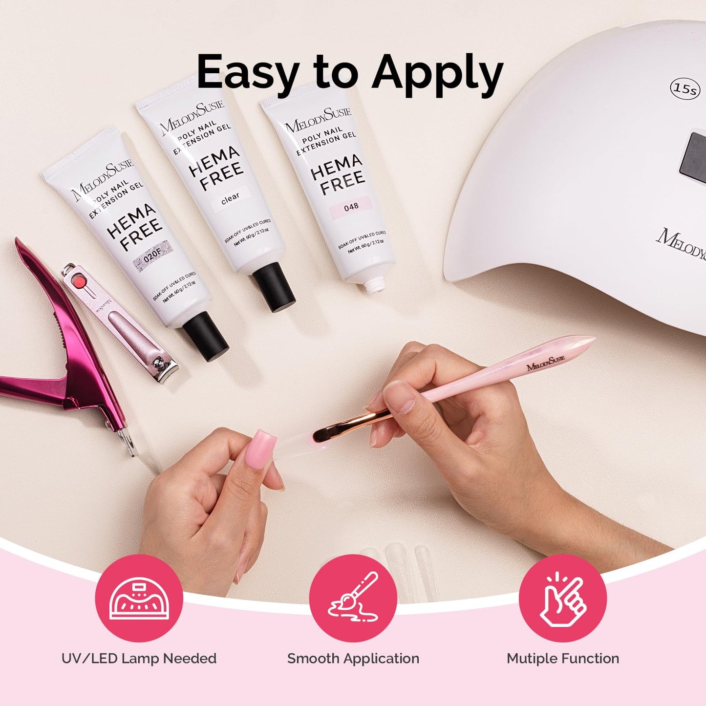 Professional nail art design using MelodySusie clear gel