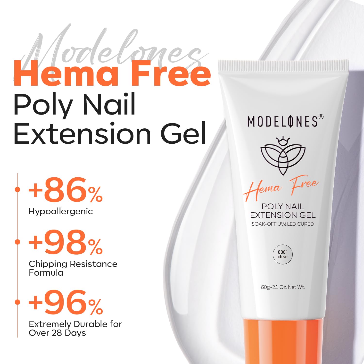 Modelones clear poly gel texture on a nail applicator brush