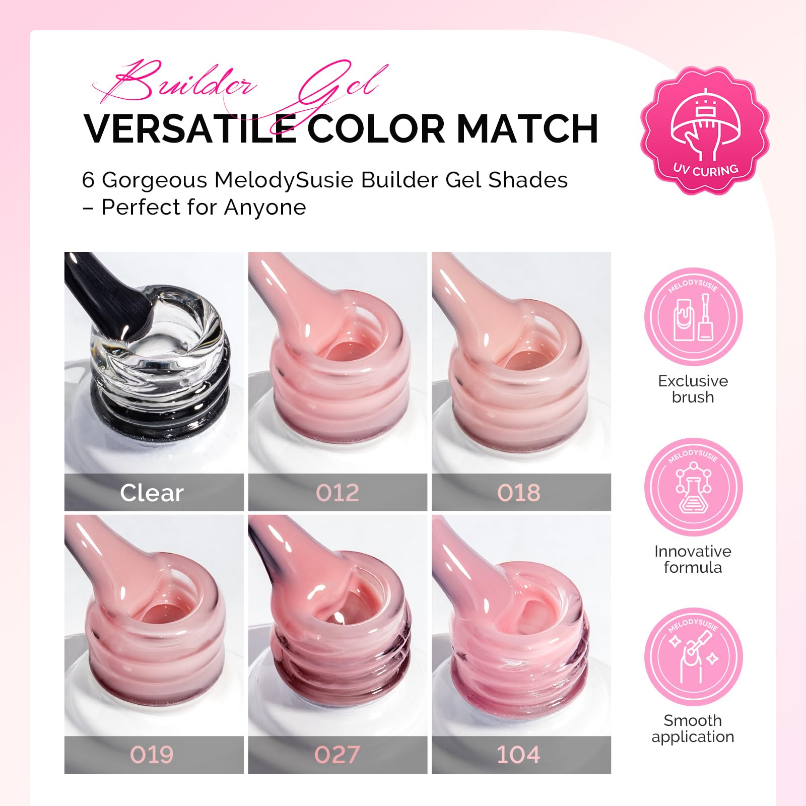 Close up of MelodySusie nude pink builder gel bottle