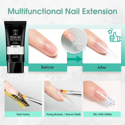 Applying Rosalind clear gel on natural nails