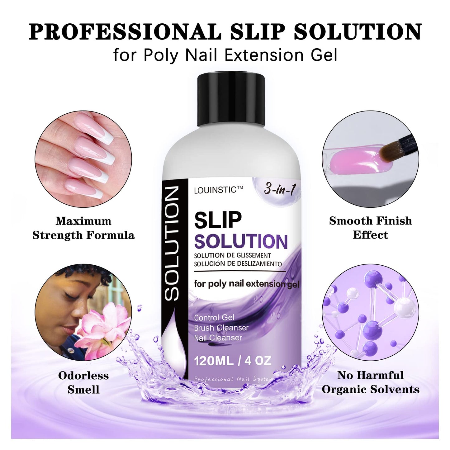 Hand applying poly gel using Louinstic slip solution and brush