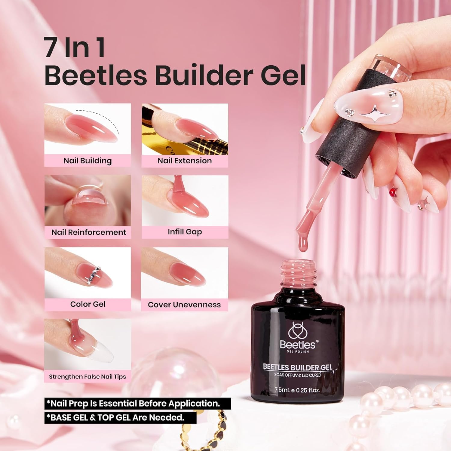 Applying Beetles builder gel for apex strengthening