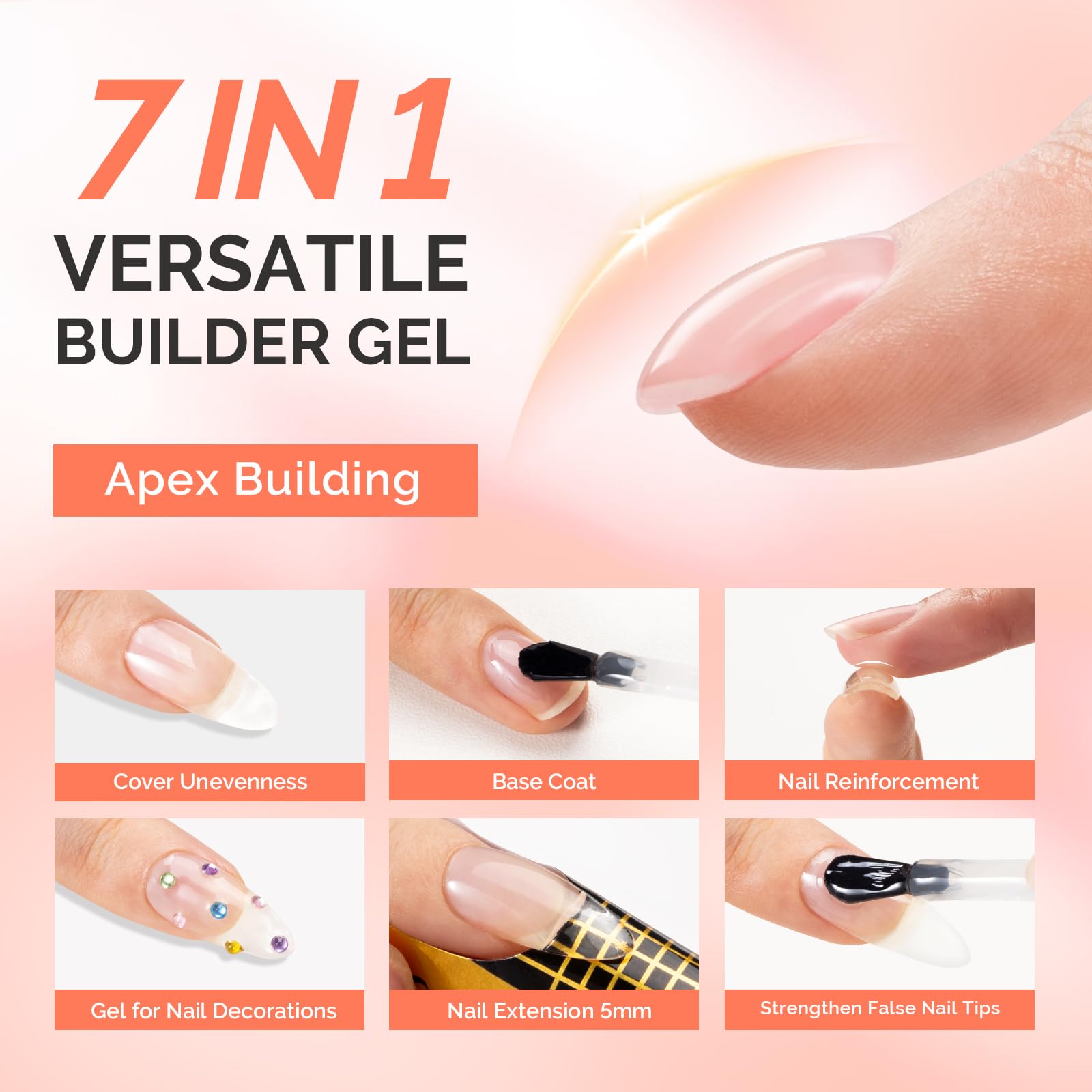 Two bottles of MelodySusie clear builder nail base gel