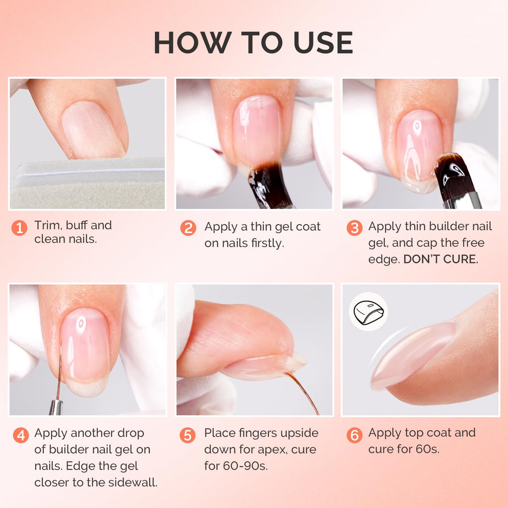 MelodySusie builder nail gel curing under UV LED lamp
