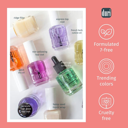 Authentic USA imported Duri Miracote fast drying high gloss clear top coat nail polish protector.