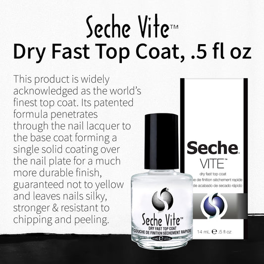 Seche Vite clear quick dry nail top coat packaging layout